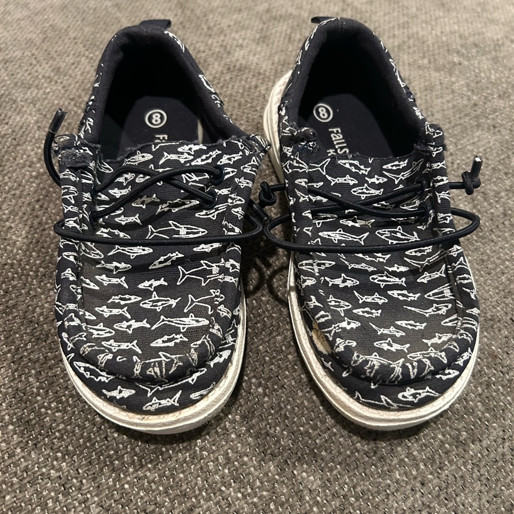 Falls Creek Kids Black and White Shark Sneakers